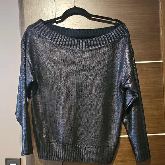 Superdown Metallic Black Crew Neck Sweater - Picture 2 of 3